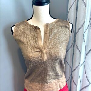 Taupe smooth sequin shell, goes under everything! Neutral and feminine.